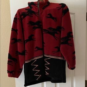 Women's Red and Black Fleece Jacket